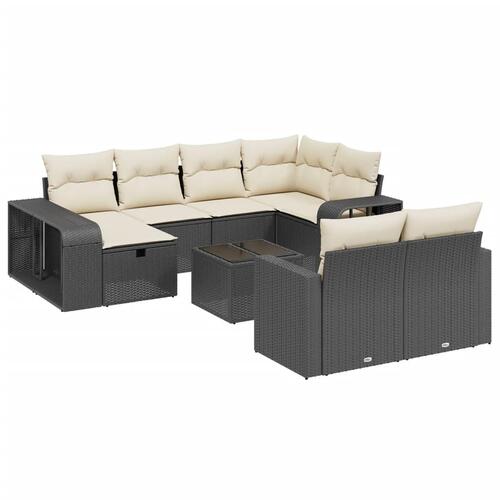 Sofasæt til haven 11 dele med hynder polyrattan sort