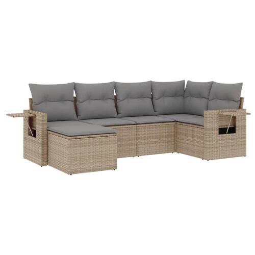 Sofasæt til haven 6 dele med hynder polyrattan beige