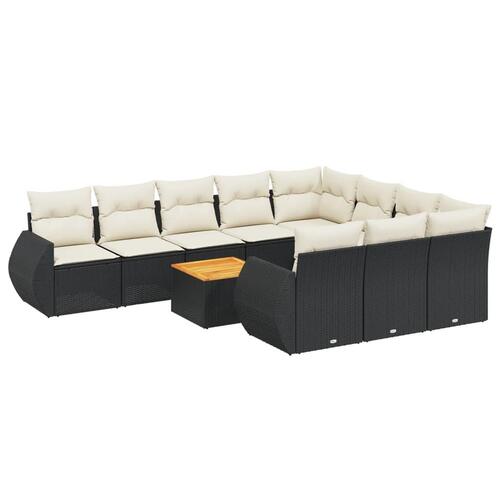 Sofasæt til haven 11 dele med hynder polyrattan sort