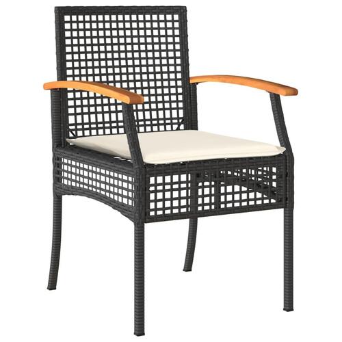 Spisebordssæt til haven 3 dele med hynder polyrattan sort