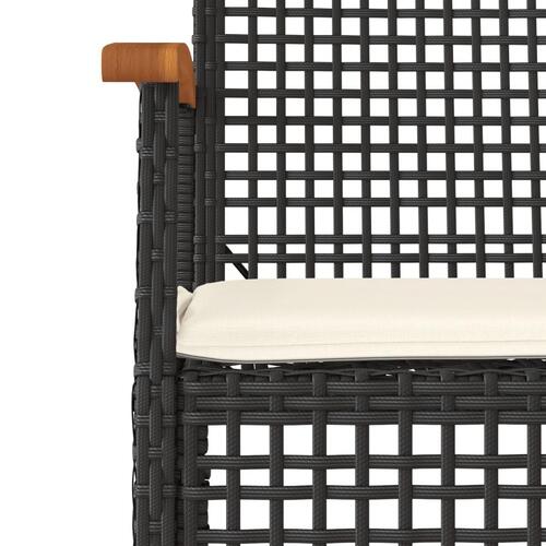Spisebordssæt til haven 7 dele med hynder polyrattan sort