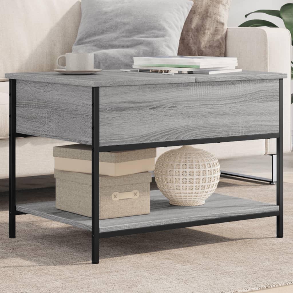 Sofabord 70x50x50 cm konstrueret træ og metal grå sonoma-eg