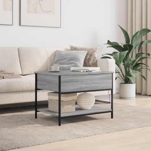 Sofabord 70x50x50 cm konstrueret træ og metal grå sonoma-eg