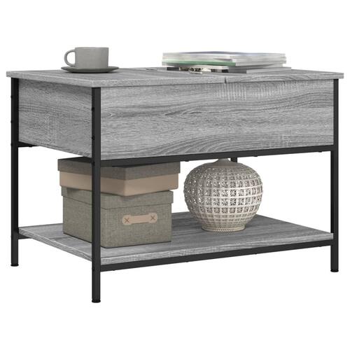 Sofabord 70x50x50 cm konstrueret træ og metal grå sonoma-eg