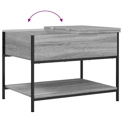 Sofabord 70x50x50 cm konstrueret træ og metal grå sonoma-eg