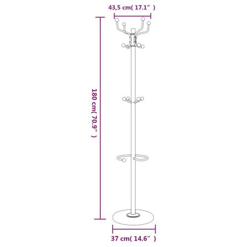 Stumtjener med paraplyholder 180 cm pulverlakeret jern sort