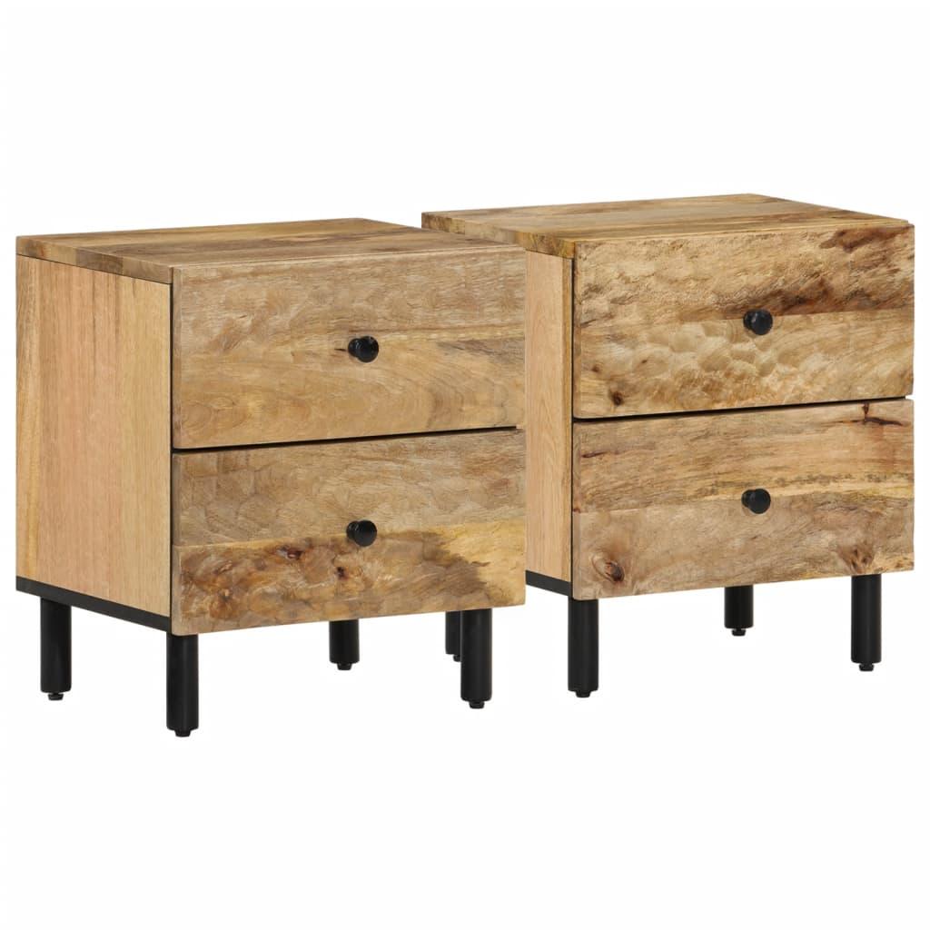 Sengeborde 2 stk. 40x33x46 cm massivt mangotræ