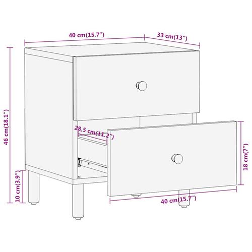 Sengeborde 2 stk. 40x33x46 cm massivt mangotræ