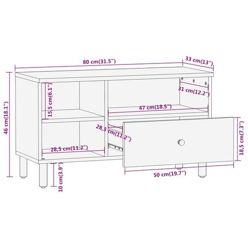 Tv-bord 80x33x46 cm massivt mangotræ