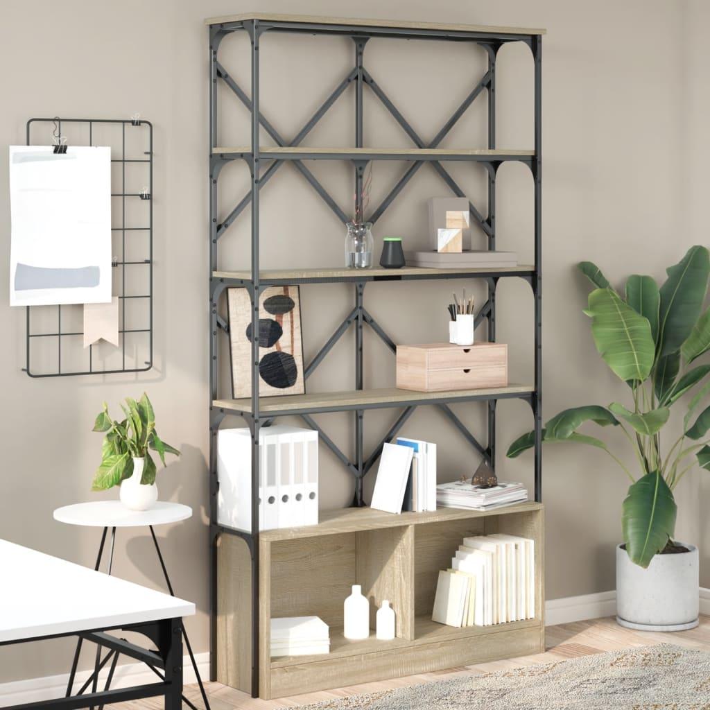 Bogreol 100x26x180 cm konstrueret træ sonoma-eg