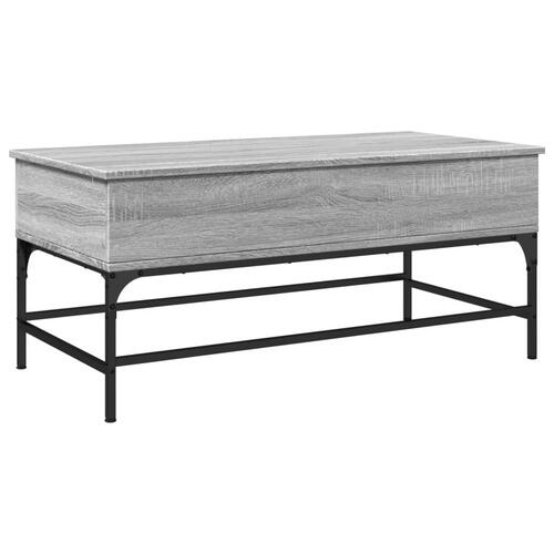 Sofabord 100x50x45 cm konstrueret træ og metal grå sonoma-eg