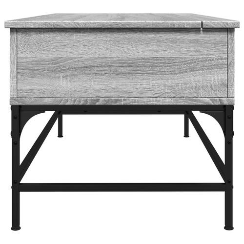 Sofabord 100x50x45 cm konstrueret træ og metal grå sonoma-eg