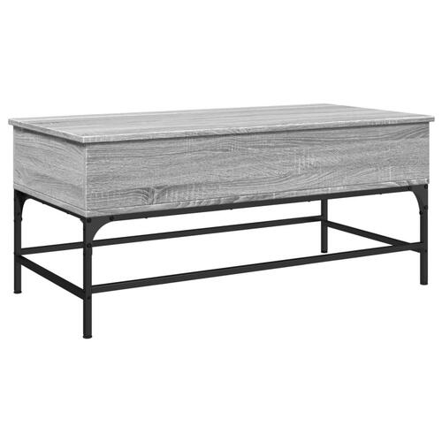 Sofabord 100x50x45 cm konstrueret træ og metal grå sonoma-eg