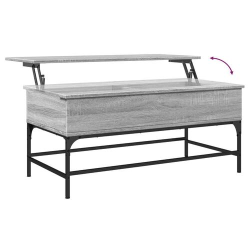Sofabord 100x50x45 cm konstrueret træ og metal grå sonoma-eg