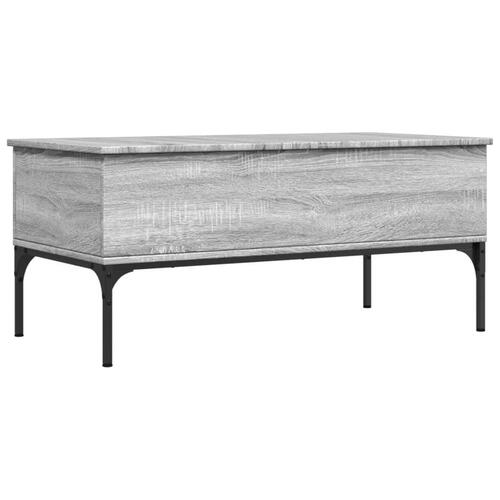 Sofabord 100x50x45 cm konstrueret træ og metal grå sonoma-eg