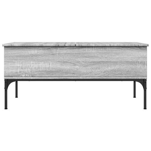 Sofabord 100x50x45 cm konstrueret træ og metal grå sonoma-eg