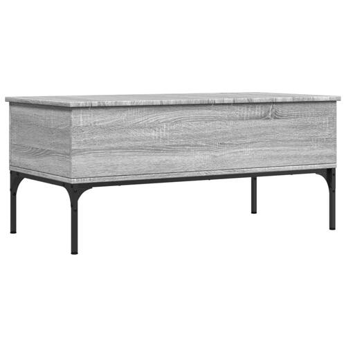 Sofabord 100x50x45 cm konstrueret træ og metal grå sonoma-eg