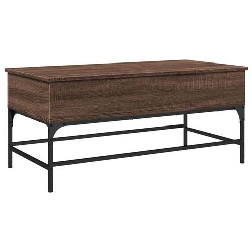 Sofabord 100x50x45 cm konstrueret træ og metal brunt egetræ