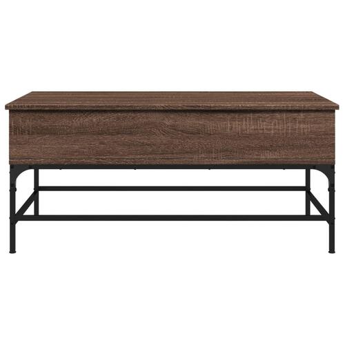 Sofabord 100x50x45 cm konstrueret træ og metal brunt egetræ