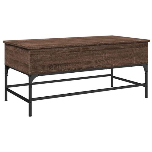 Sofabord 100x50x45 cm konstrueret træ og metal brunt egetræ
