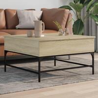 Sofabord 80x80x45 cm konstrueret træ og metal sonoma-eg
