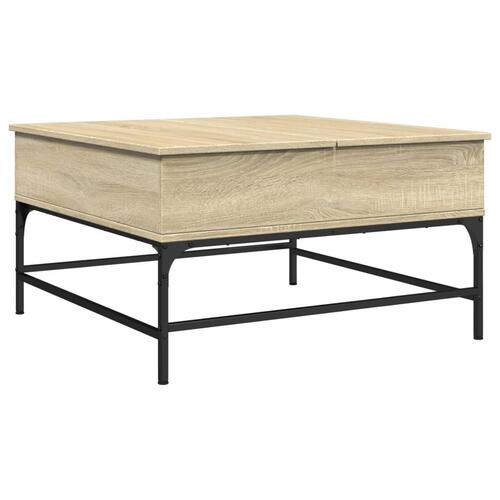 Sofabord 80x80x45 cm konstrueret træ og metal sonoma-eg