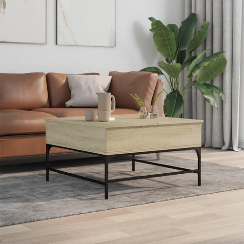 Sofabord 80x80x45 cm konstrueret træ og metal sonoma-eg