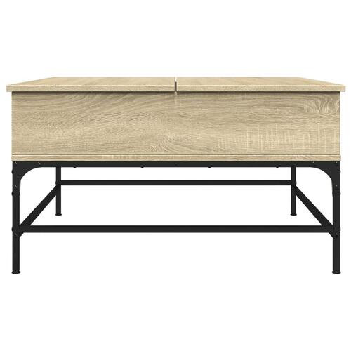 Sofabord 80x80x45 cm konstrueret træ og metal sonoma-eg