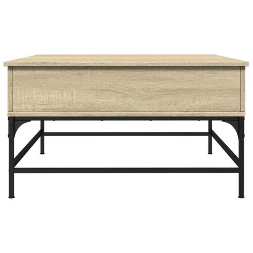 Sofabord 80x80x45 cm konstrueret træ og metal sonoma-eg
