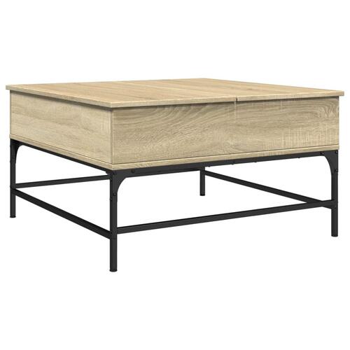 Sofabord 80x80x45 cm konstrueret træ og metal sonoma-eg
