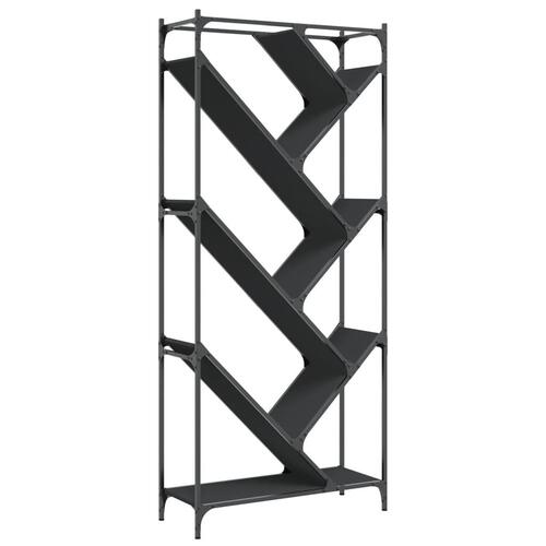 Bogreol 79x30x180 cm konstrueret træ og metal sort
