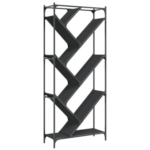 Bogreol 79x30x180 cm konstrueret træ og metal sort