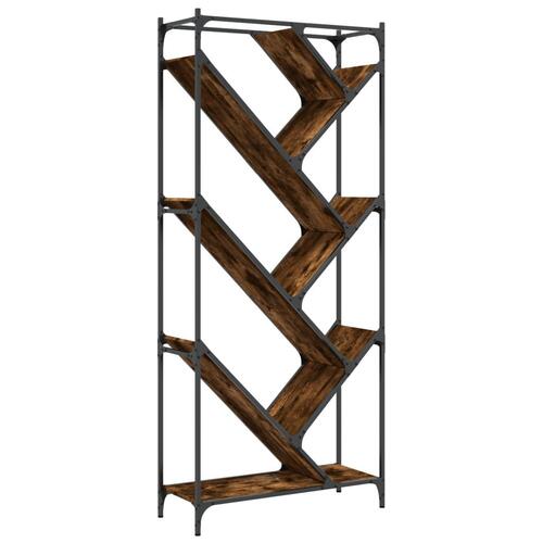 Bogreol 79x30x180 cm konstrueret træ og metal røget eg
