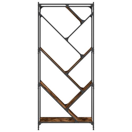 Bogreol 79x30x180 cm konstrueret træ og metal røget eg