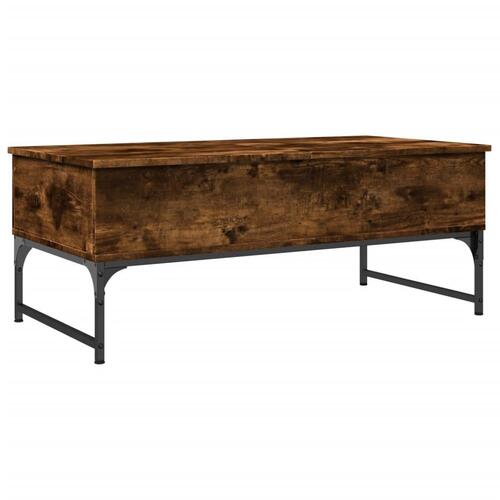 Sofabord 100x50x40 cm konstrueret træ og metal røget eg