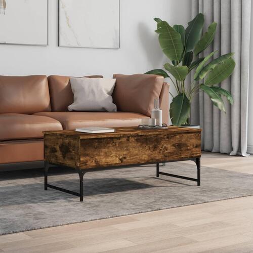 Sofabord 100x50x40 cm konstrueret træ og metal røget eg