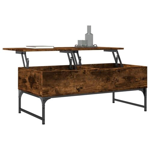 Sofabord 100x50x40 cm konstrueret træ og metal røget eg