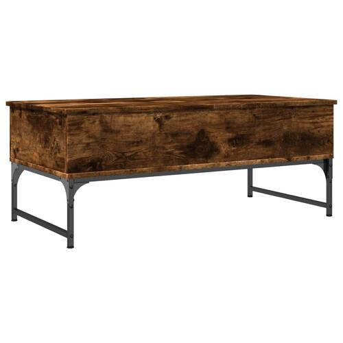 Sofabord 100x50x40 cm konstrueret træ og metal røget eg