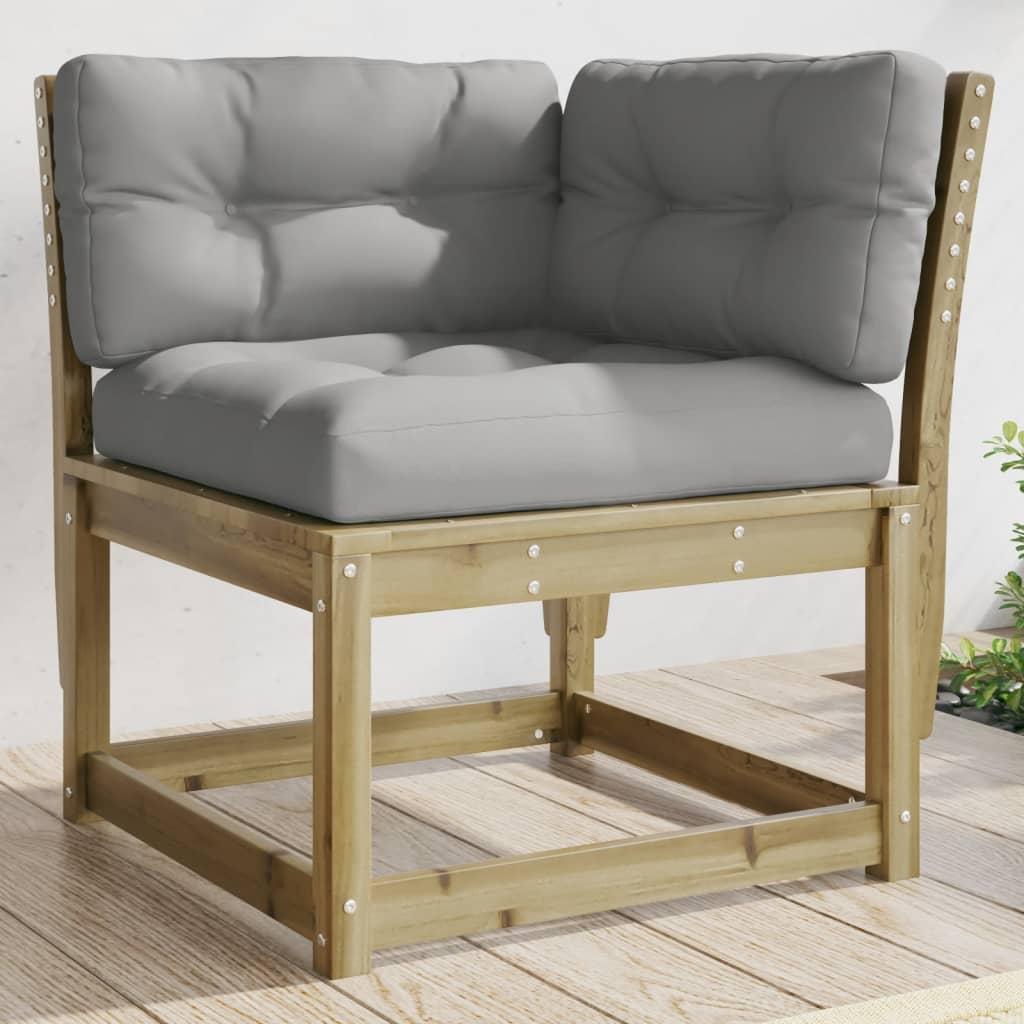 Hjørnemodul til sofa 73x73x78 cm m. hynder imprægneret fyrretræ