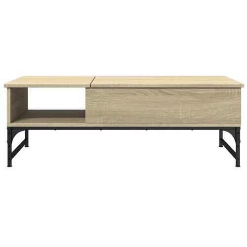 Sofabord 100x50x35 cm konstrueret træ og metal sonoma-eg