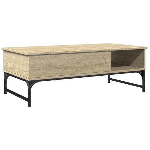Sofabord 100x50x35 cm konstrueret træ og metal sonoma-eg