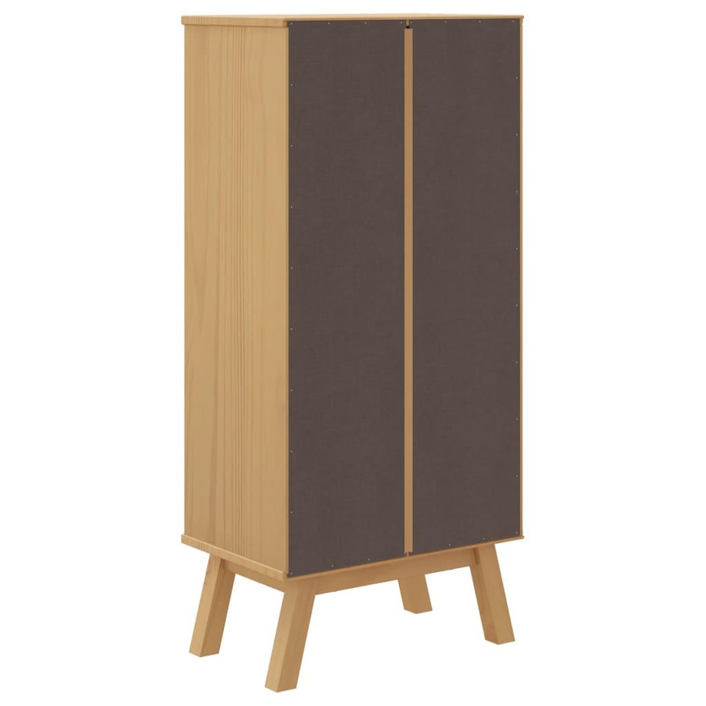 Skoskab OLDEN 55x35x120 cm massivt fyrretræ grå og brun