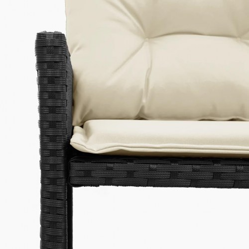 Havesofa med bord og hynder L-formet polyrattan - sort