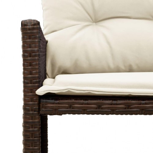 L-formet havesofa med bord og hynder i polyrattan - brun/creme