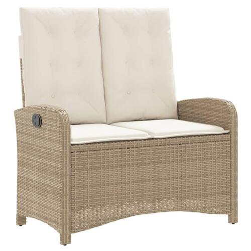 Spisebordssæt til haven 2 dele med hynder polyrattan beige