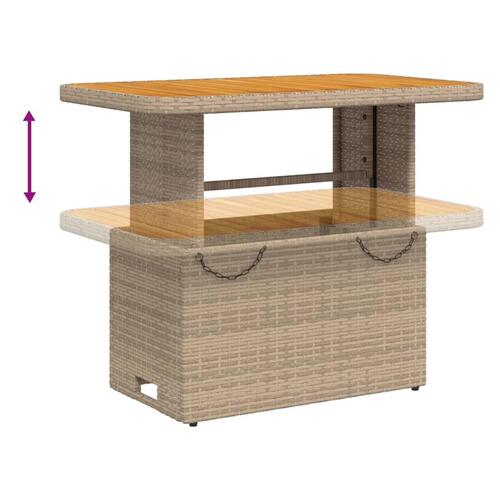 Spisebordssæt til haven 2 dele med hynder polyrattan beige
