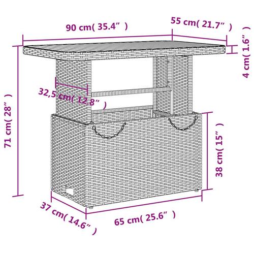 Spisebordssæt til haven 2 dele med hynder polyrattan beige