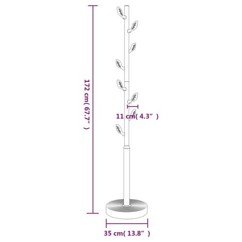 Stumtjener 172 cm pulverlakeret jern hvid
