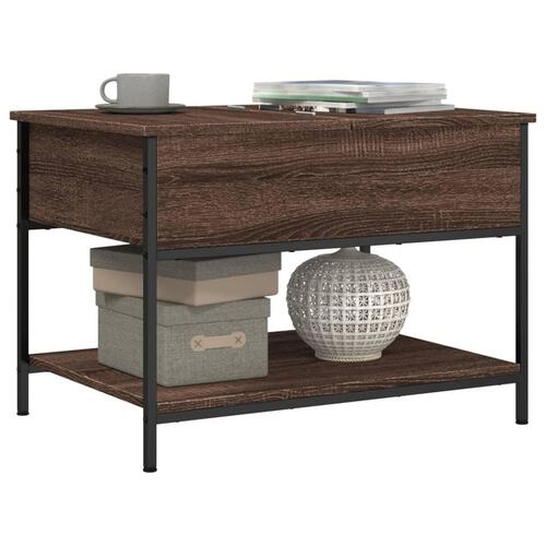 Sofabord 70x50x50 cm konstrueret træ og metal brunt eg