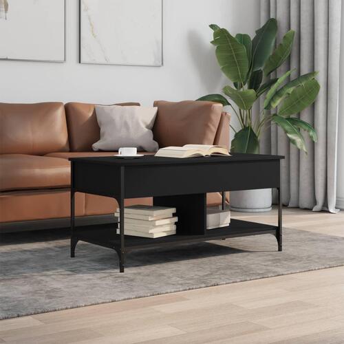 Sofabord 100x50x50 cm konstrueret træ og metal sort